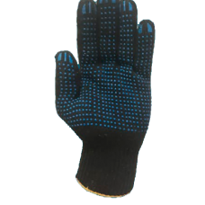 Перчатки с ПВХ черные 6-и нитка 10 кл. 'точка'